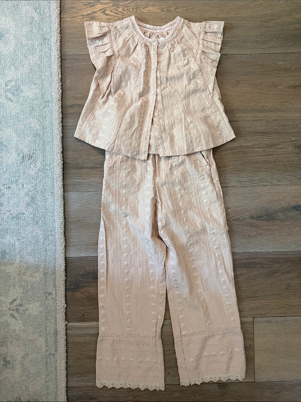 Zara Kids Summer Embroidered Two-Piece Set in Blush 8-9